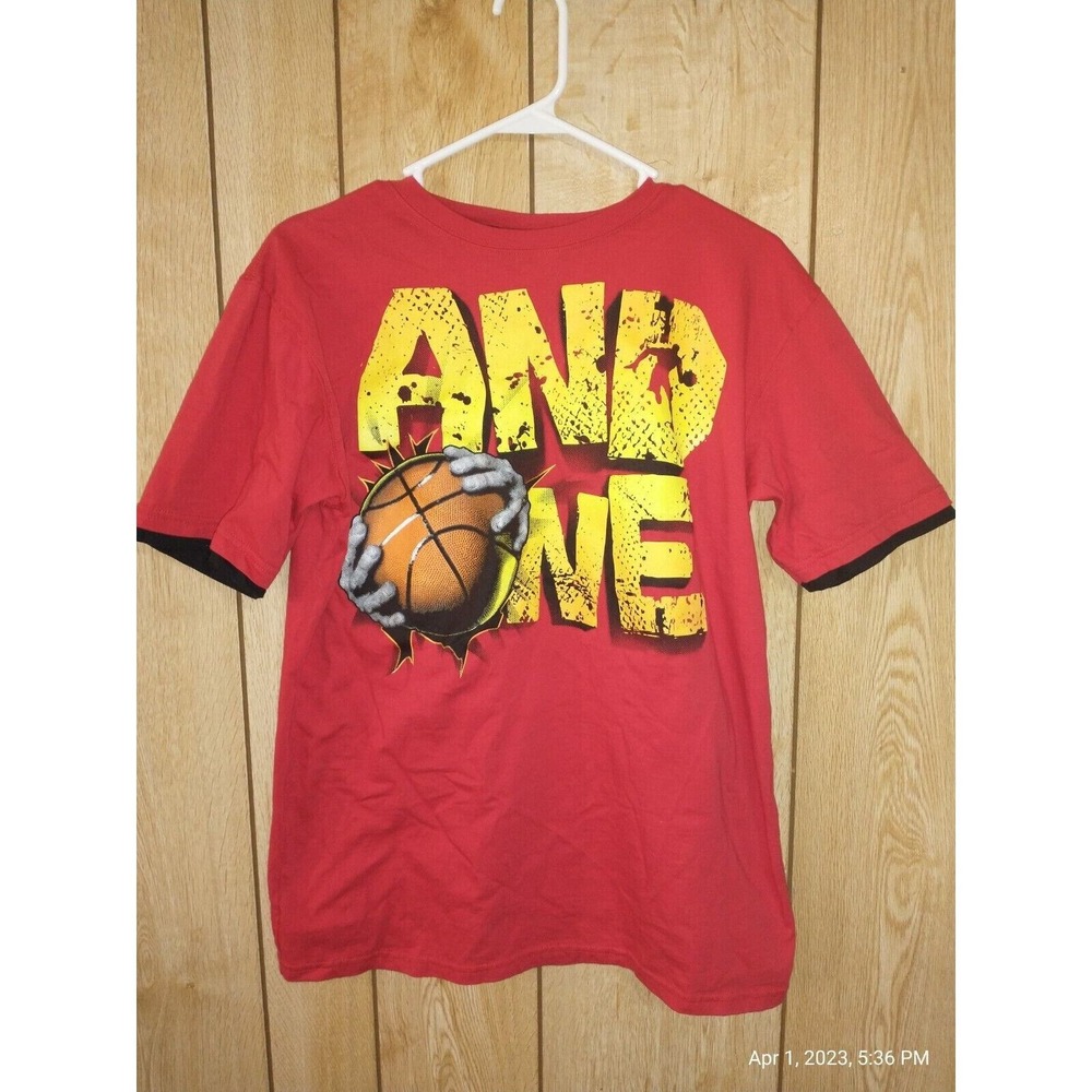 VTG AND1 Shirt Boys XL 18/20 Red Basketball Graphic Short Sleeve T-Shirt